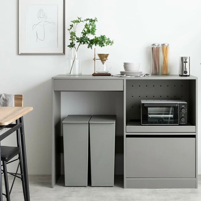 幅120cm【ダストボックス収納キッチンラック／全2カラー】レンジ台