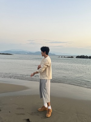 【Muscle Fit】Ribbed Velour Deck Cropped Knit (4color)