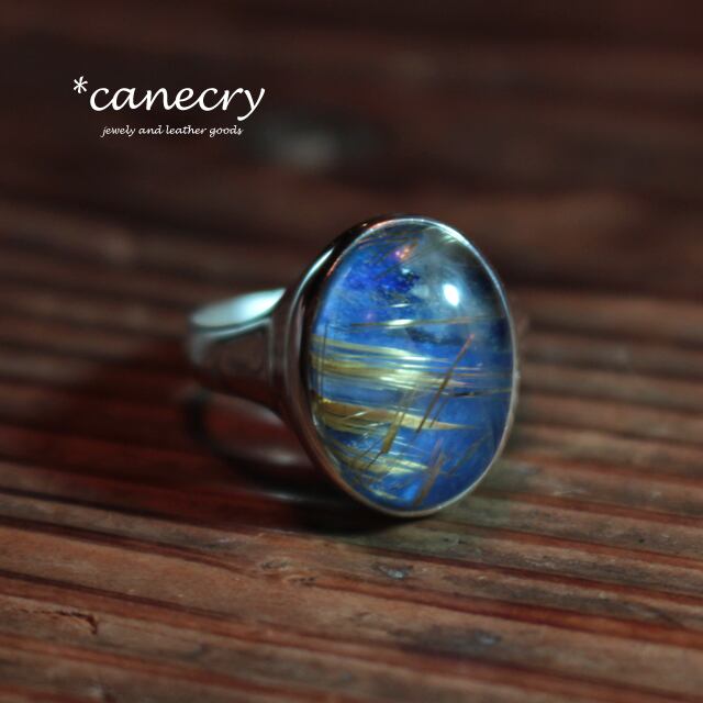 ルチルクォーツとラピスラズリのリング | 天然石ジュエリーの Canecry