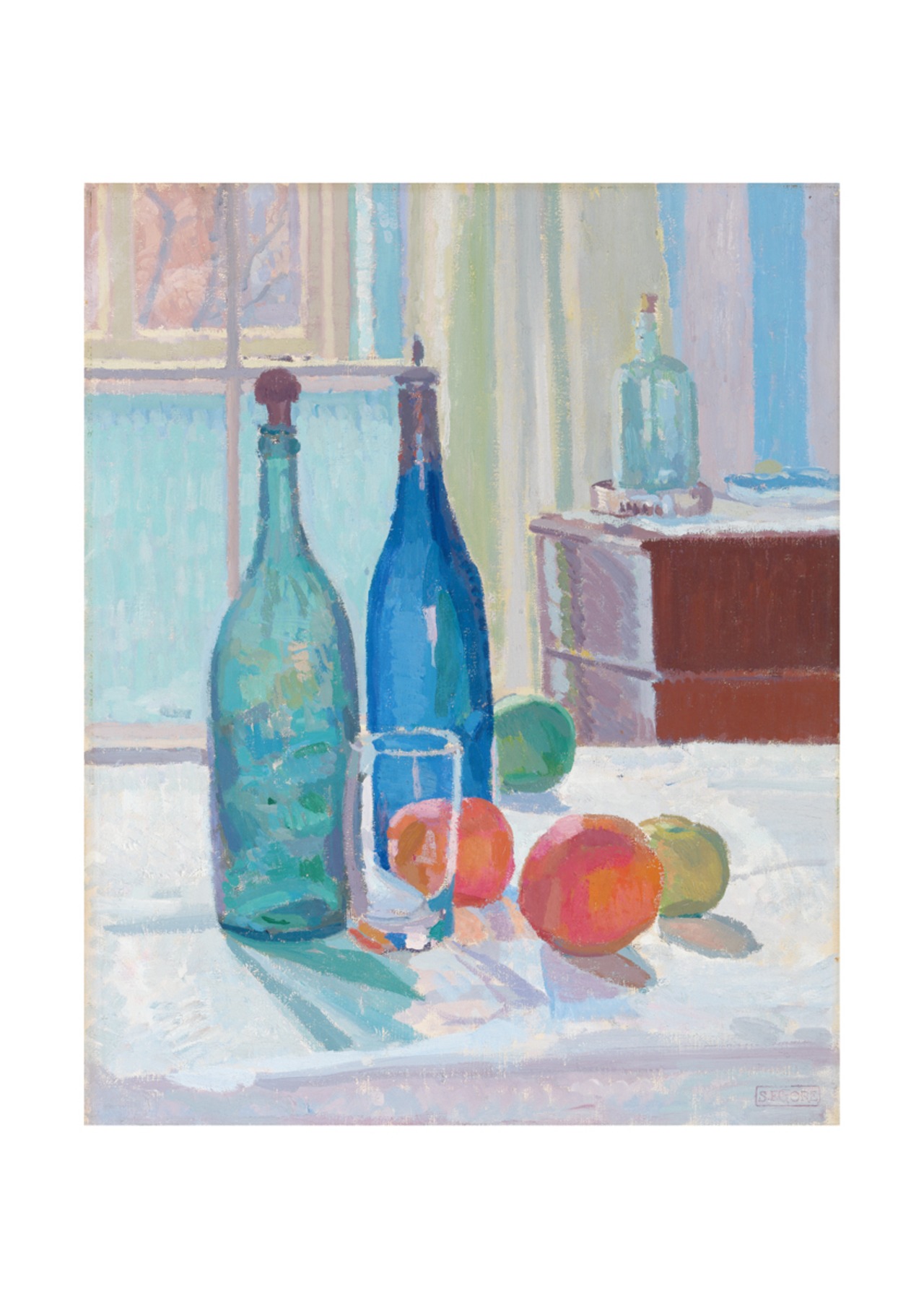 スペンサー・フレデリック・ゴア 青と緑のボトルとオレンジ 名画デザインポスター 静物画 AP029 - 3