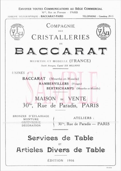 オールドバカラ 1916年カタログデータ(pfd 188ページ)｜Baccarat