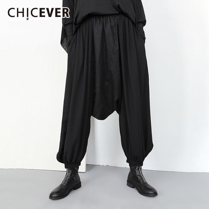CHICEVER春の女性のスプライスパンツ弾性ウエストポケットルーズスリムプリーツ足首丈ハーレムパンツ2020 エラスティック 伸縮 スプリング 春物 6base567784041120