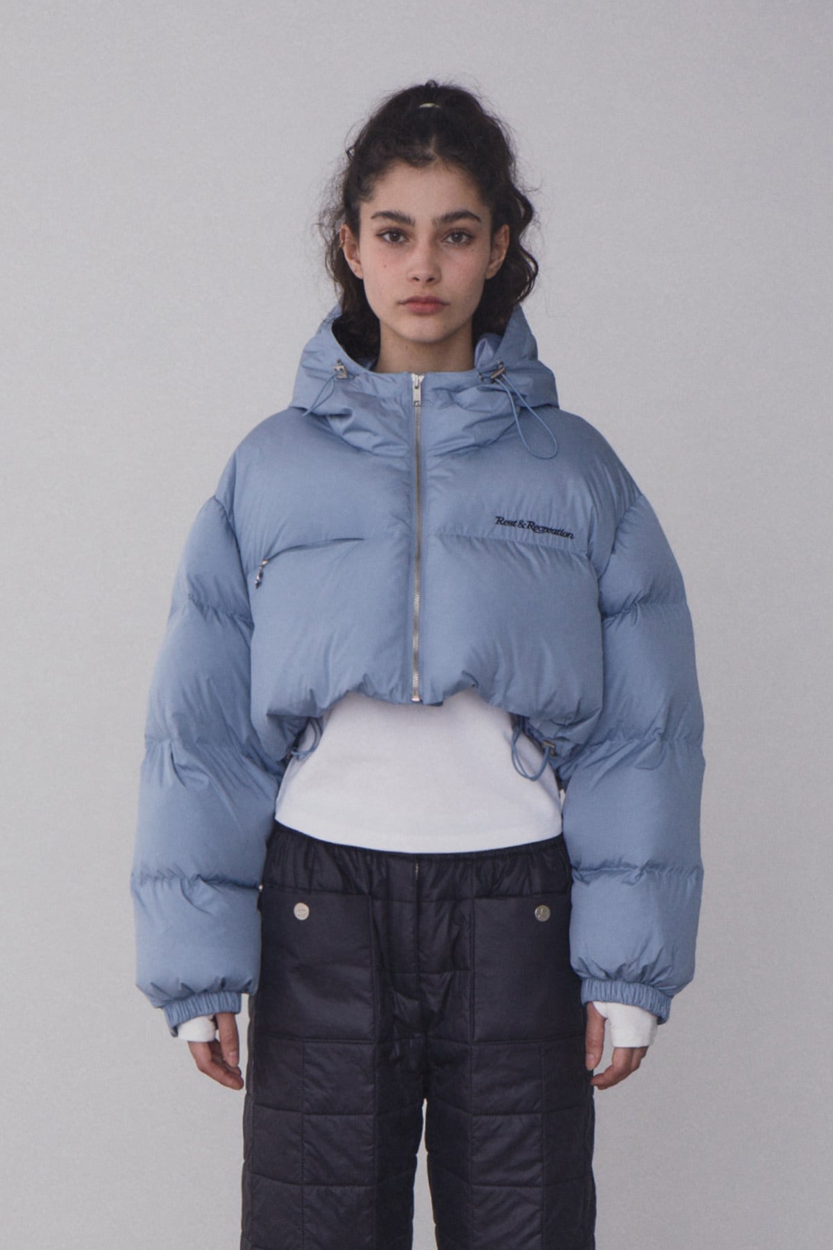 [rest & recreation] RR HOOD SHORT DOWN JACKET - BLUE 正規