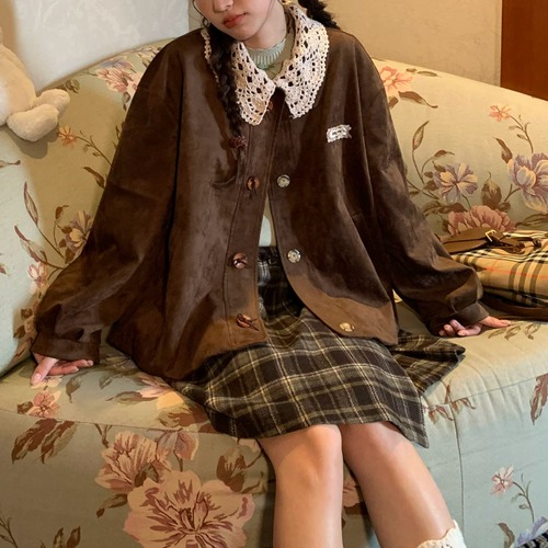 クロシェカラースエードタッチジャケット ・79156