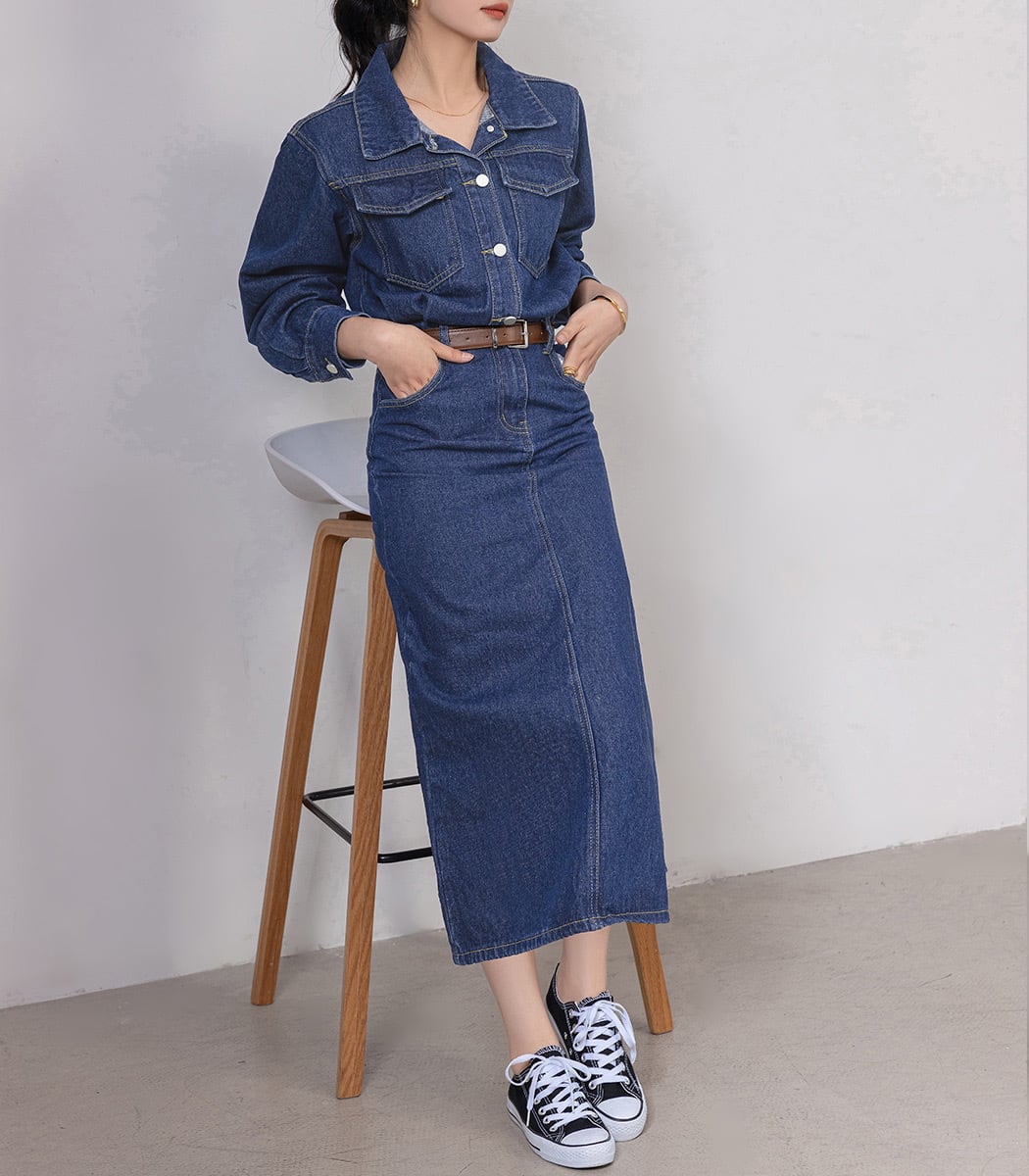 宅配便】デニムシャツロングワンピース／tops2149 | DAY CLOSET