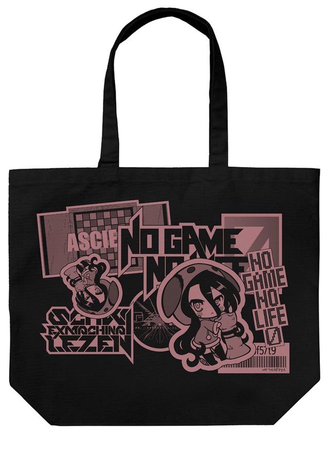 ノーゲーム・ノーライフ ゼロ シュヴィ ステッカー風デザイン ラージトート/BLACK