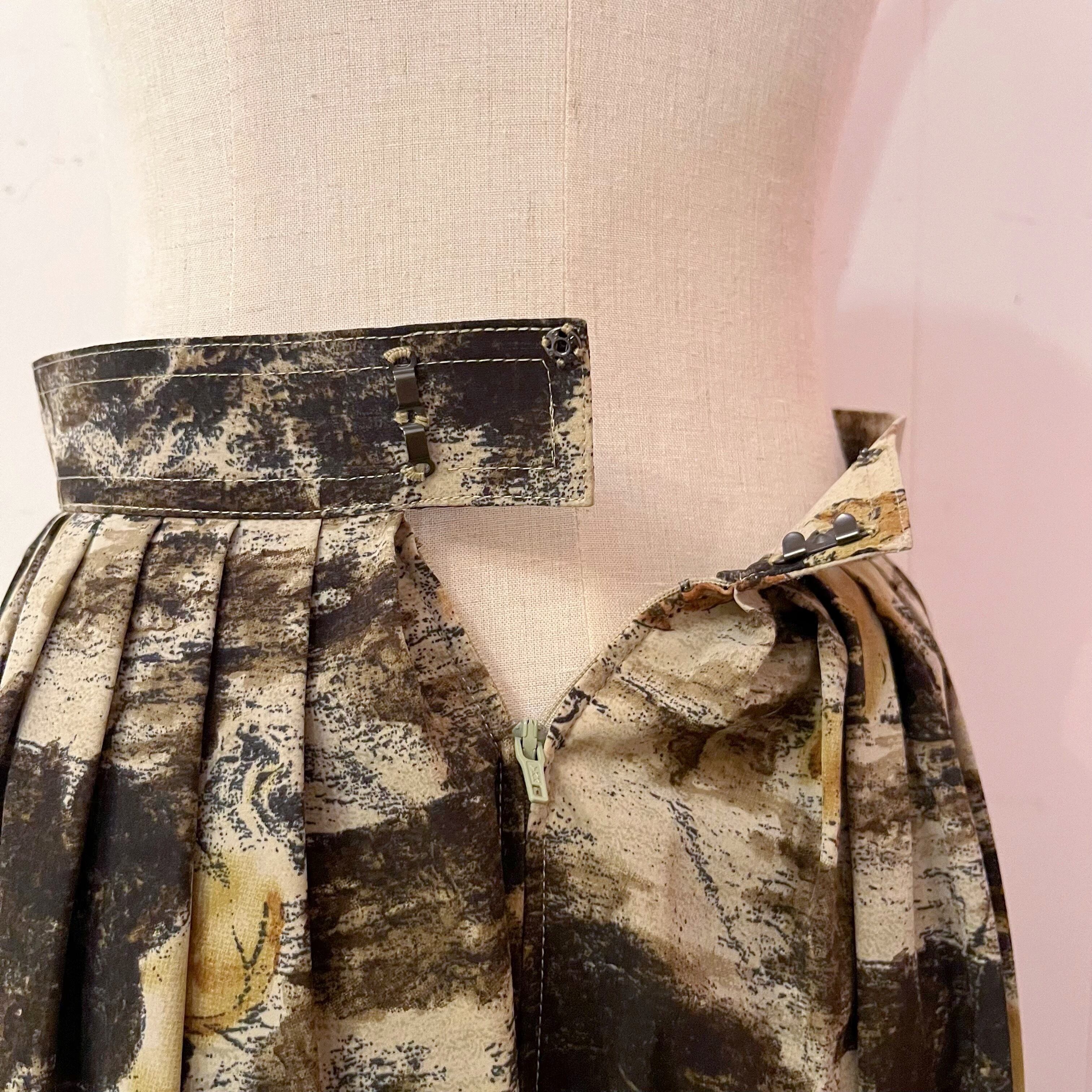 watercolour paint gather flare skirt