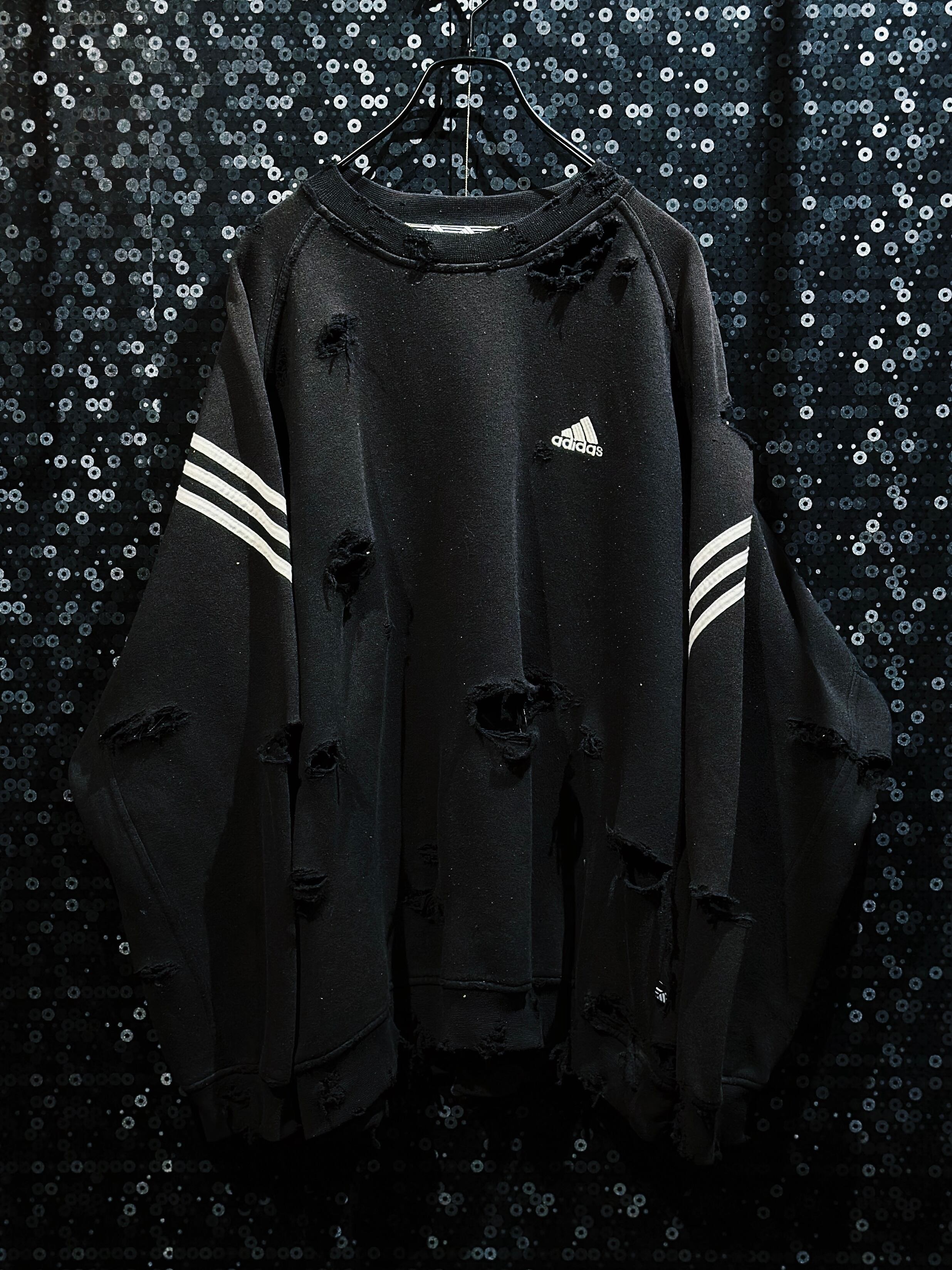 【ÆIEM】90's vintage "ADIDAS" black color boro custom sweat