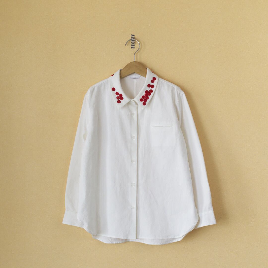 atelier naruse アトリエナルセ コットンリネンオックスドットブラウス