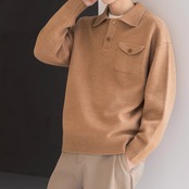 ボタンフロント パッチポケットニット af0019