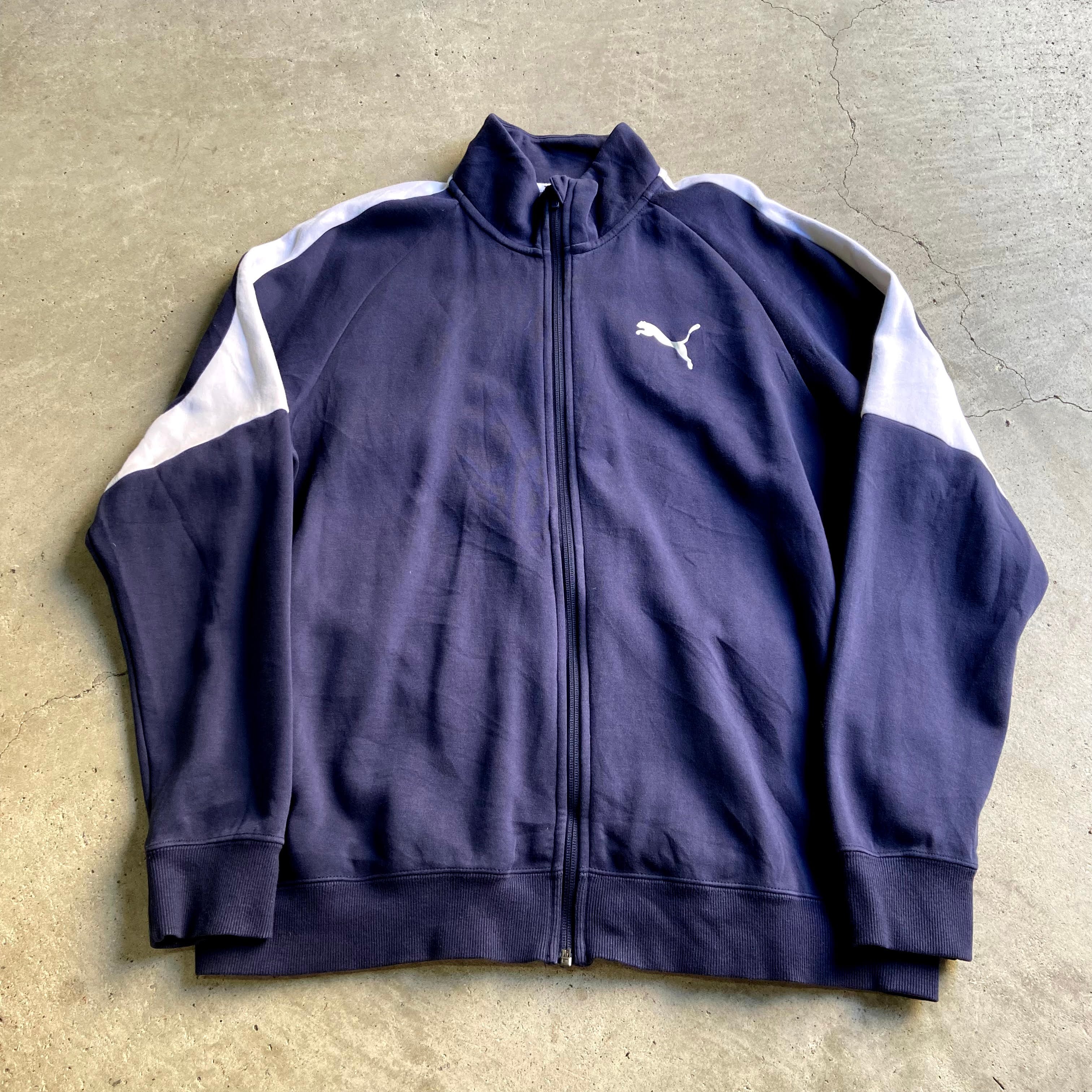 90s【PUMA】プーマ ジャージ トラックジャケット ブルー L 古着 ロゴ-