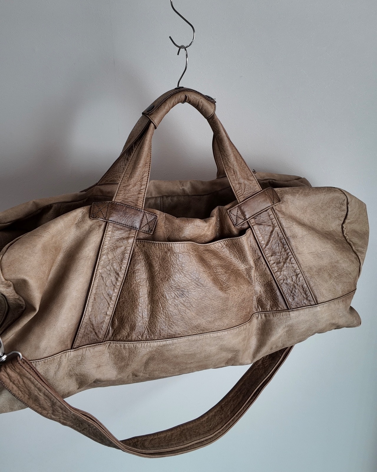 【Maison Martin Margiela】distressed leather duffle bag
