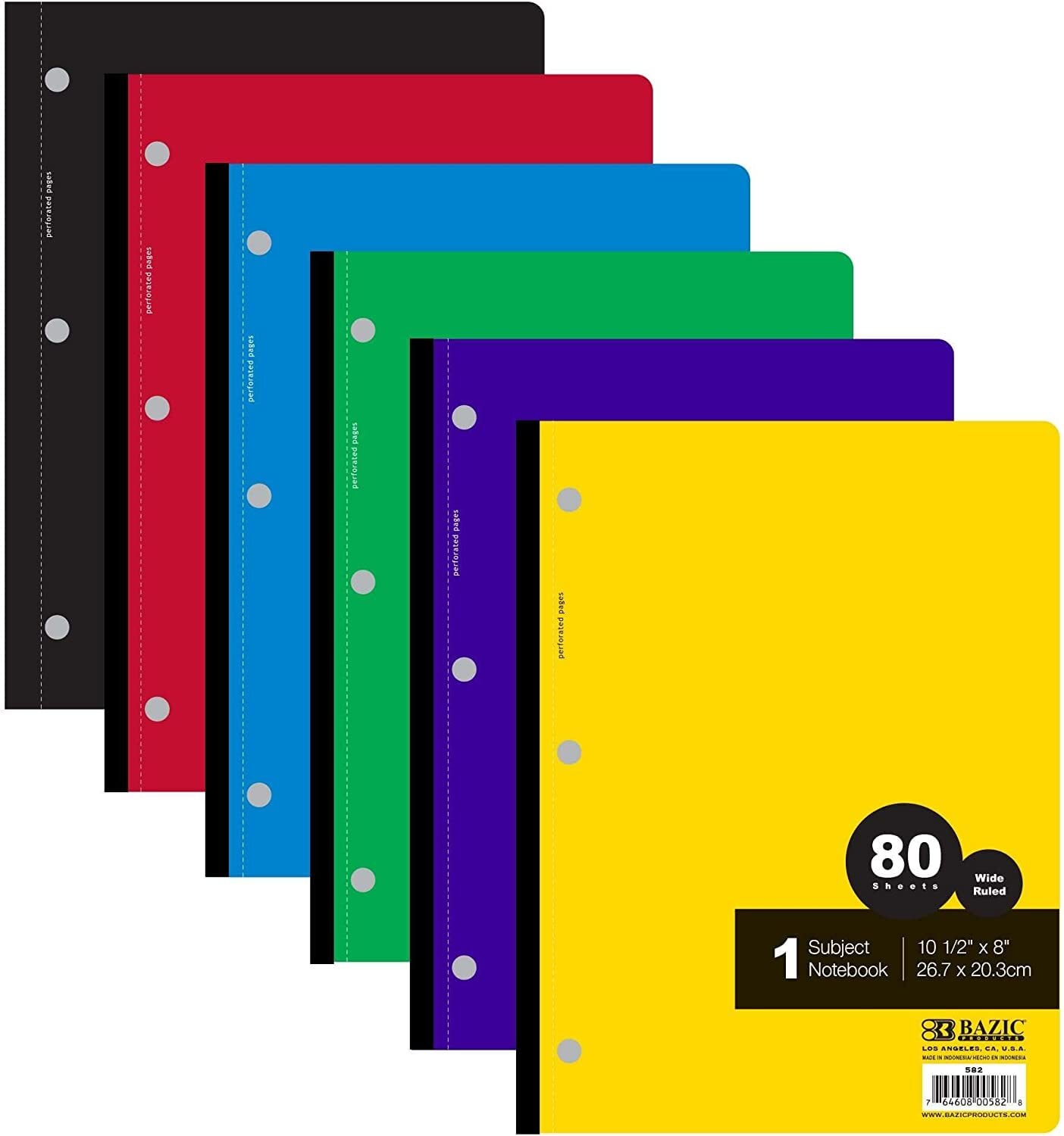 6冊セット】 輸入ノート BAZIC アメリカで定番のノートブック カラー