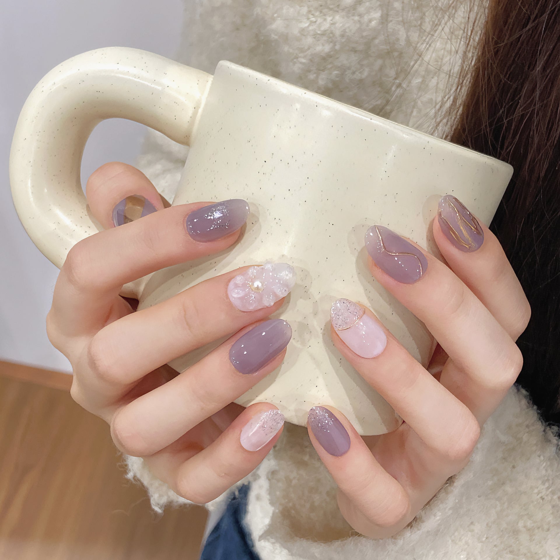 08【新商品】ハンドメイドネイルチップ 3D立体ジェルネイルチップ