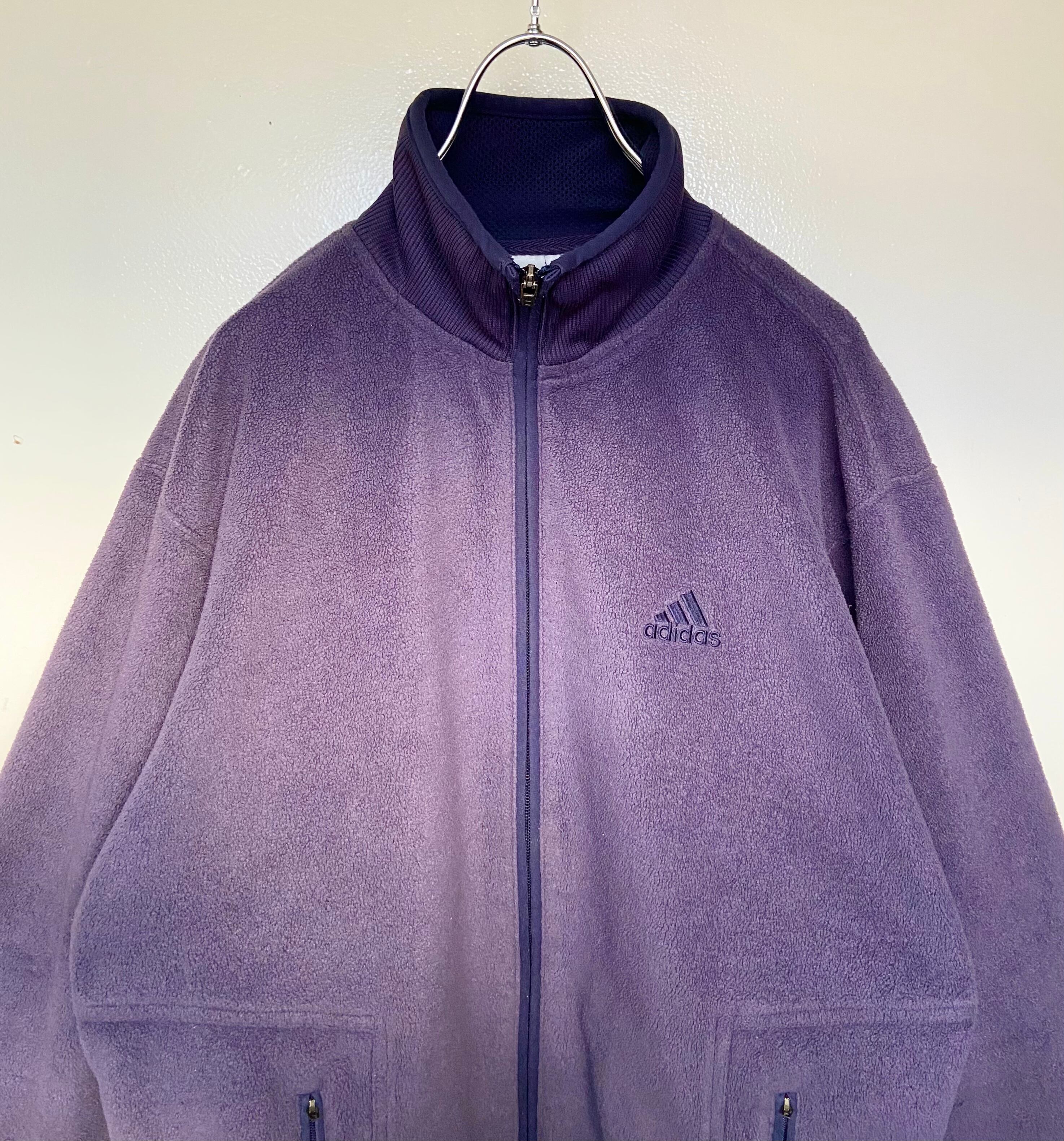 古着 adidas/アディダス フルジップフリース ジャケット 紫 刺繍ロゴ