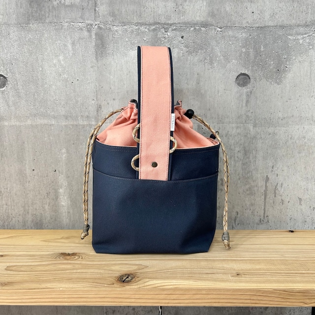 【紐なし】2025新作-＊ One Handle Para2WayBag ＊- <2WAY仕様> / ディープオーシャン×シェルピンク