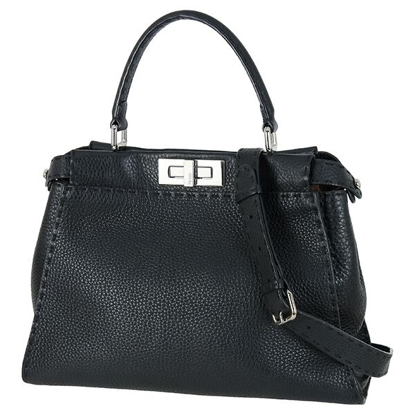 Used FENDI フェンデイ ピーカブー アイコニック ミディアム 8BN290 Q0J セレリア ブラック ブラウン 美品