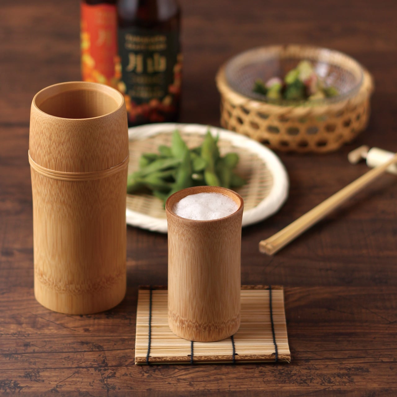 すす竹ロクロ籐巻ビアジョッキ 【96-124】 | 雅竹オンラインショップ