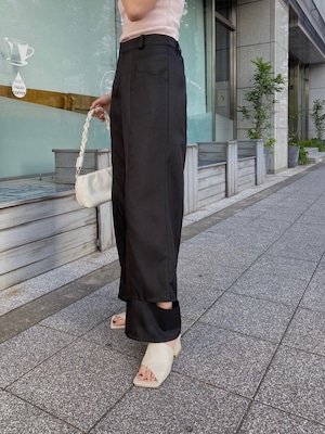 hem slit melange tuck pants