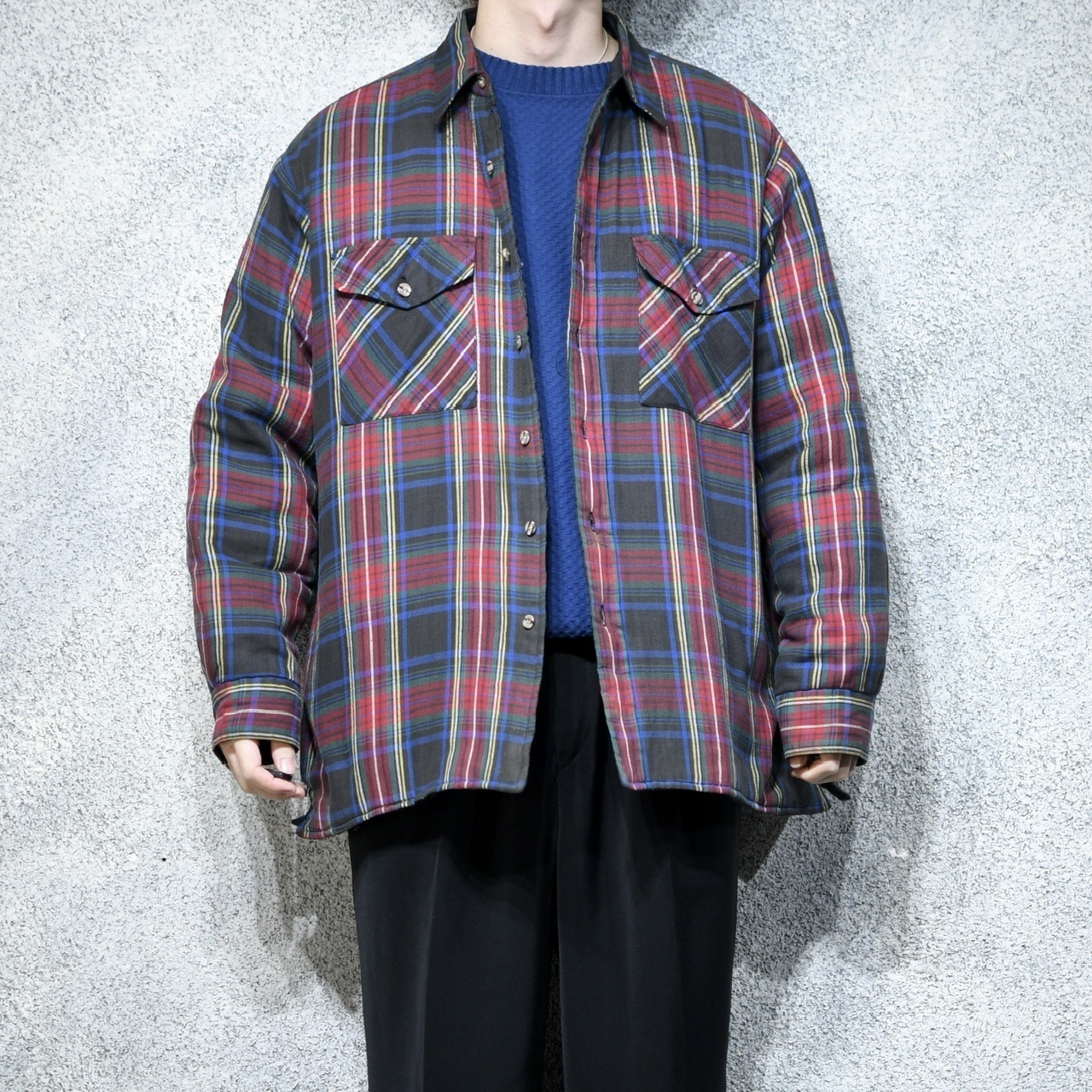 quilting check shirt jacket