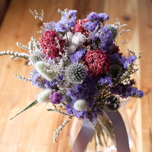 silver blue bouquet & flower vase