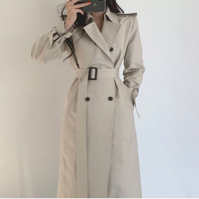 【予約販売】ロング トレンチ コート ウエストベルト アウター トレンド クラシカル きれいめ 上品 シンプル デイリー 通勤 お出かけ