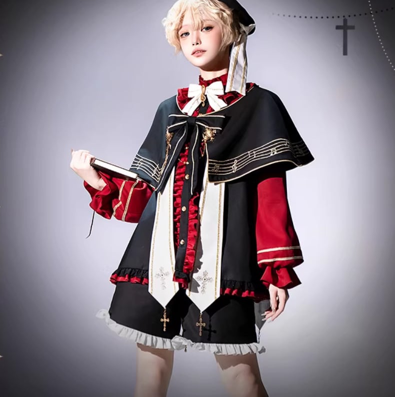 男装 皇子 王子装 ロリータ セットアップ ケープ + トップス +