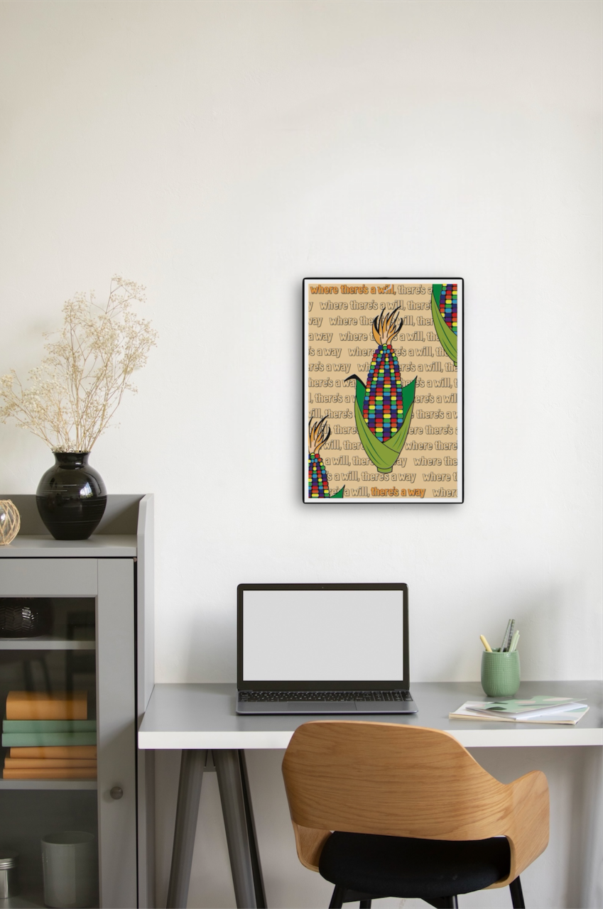 DHD(M)012【フレーム付きインテリアポスターA3　とうもろこしⅡ】