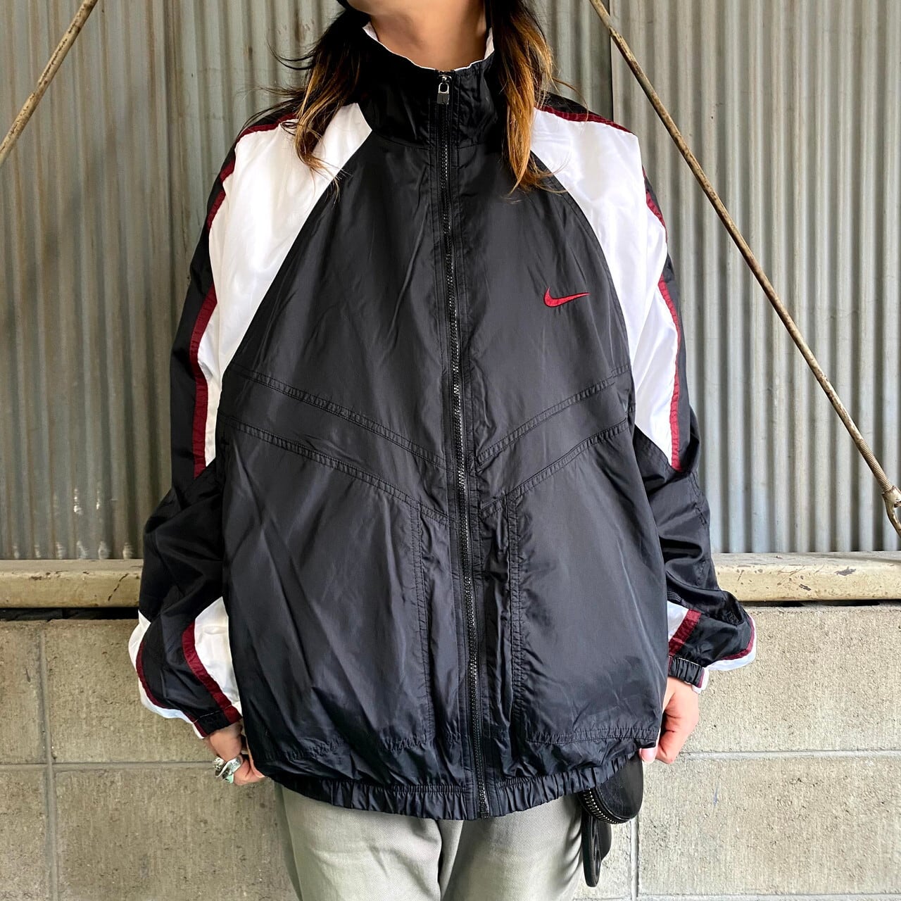 90´s NIKE nylon jacket ナイキ ビンテージ 銀タグ 黒-