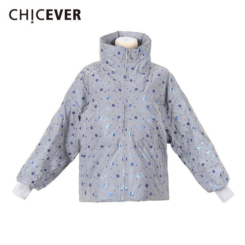 CHICEVERパッチワークコットンコート女性タートルネック長袖スパンコールサストランスコート2020 ロング 6base534322590241