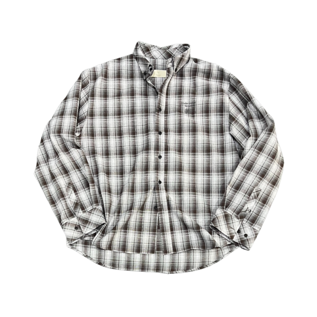 [UNDERMYCAR] MU.137 Circle Logo Basic Long Sleeve Check Shirts White Brown 正規品 韓国ブランド 韓国通販 韓国代行 韓国ファッション アンダーマイカー 日本 店舗