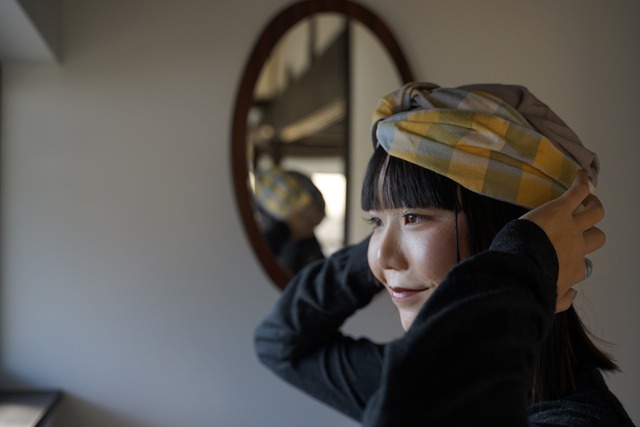 turbou-遠州綿紬 レモン クロスリボン