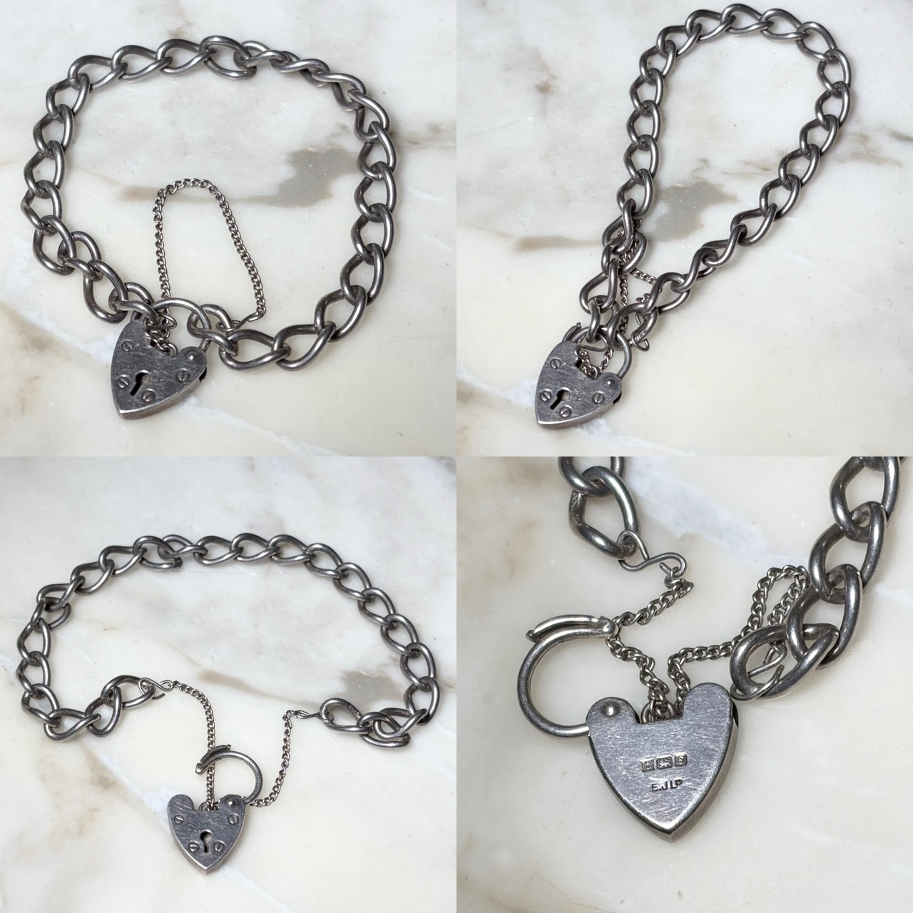 vintage silver padlock bracelet made in UK (size18.5cm)