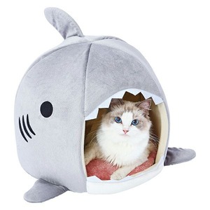 ※開封未使用品【あったかドームベッド(サメ)】ふわふわあったかクッション入り,手洗い可能,コード通し穴付き