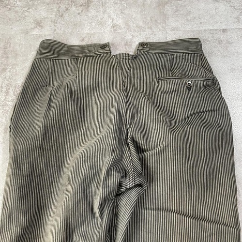 40s 針式シンチ メタルボタン コットンピケ ストライプ パンツ W33 詳細写真13