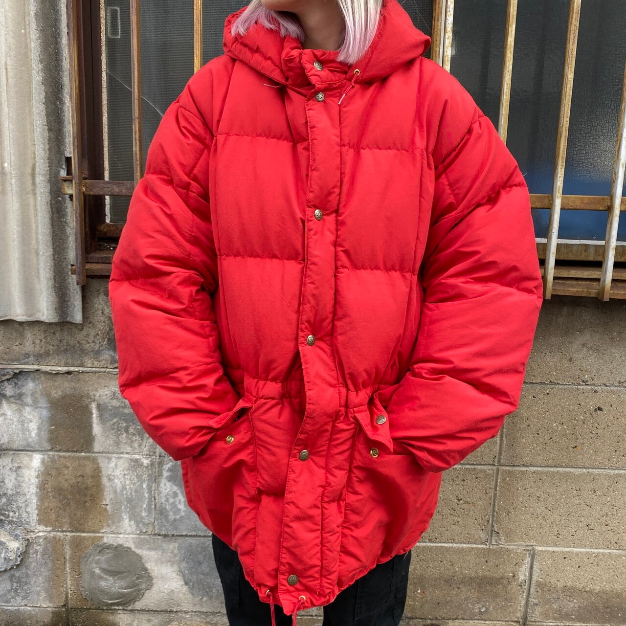 70 80年代 Eddie Bauer エディーバウアー カラコラムダウンパーカー メンズxl相当 古着 70s 80s ヴィンテージ ダウンジャケット 赤 アウトドアジャケット Cave 古着屋 公式 古着通販サイト