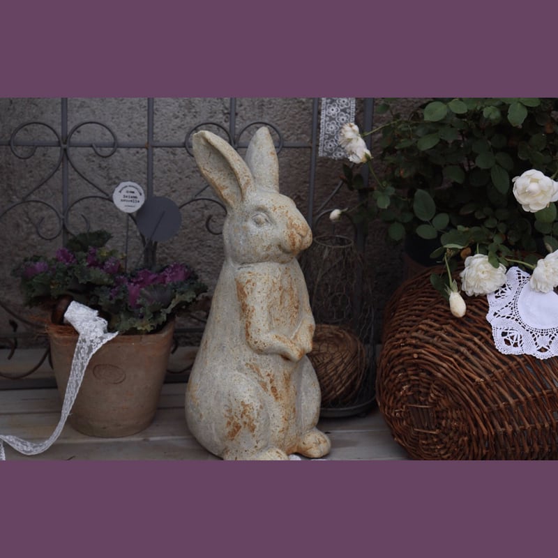 ガーデンオーナメント ヴィンテージ調 レトロ調 うさぎ 置物 オブジェ