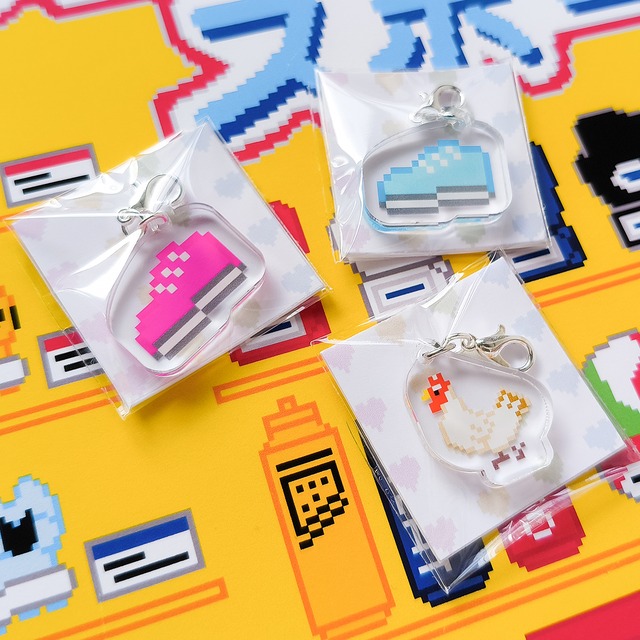 チャーム ピッピッピ！スポーツ スポーツ用品店 スニーカー チータちゃん チャボ アクリルチャームドット絵