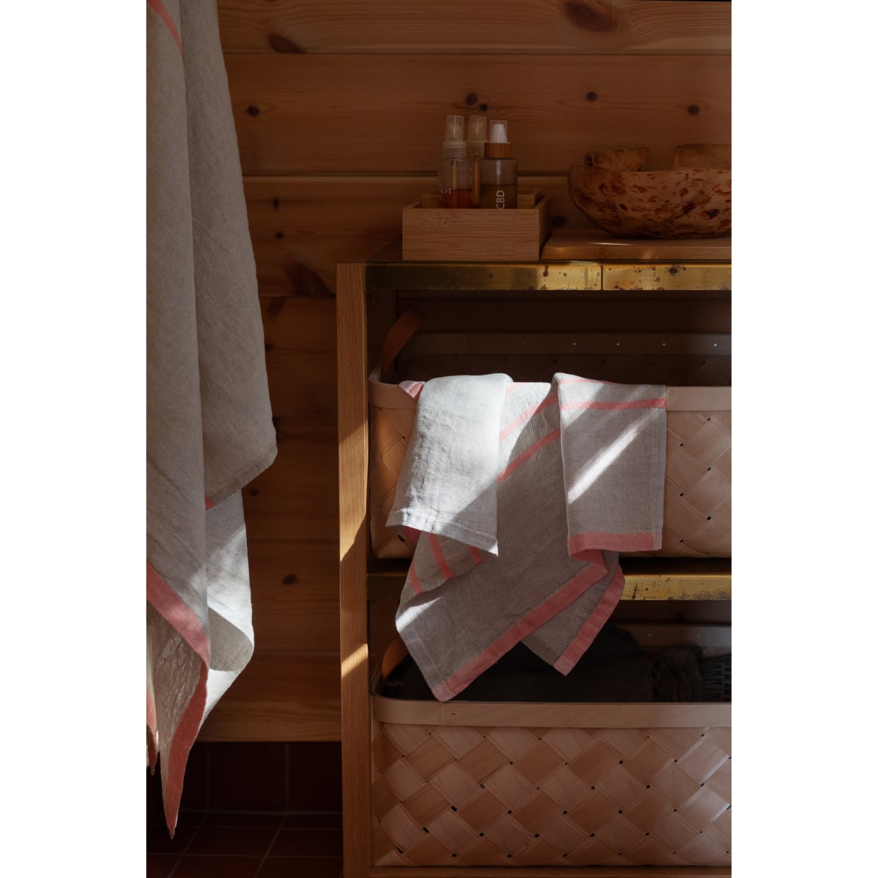ONLINE限定】USVA ハンドタオル / linen-peach / 48x70cm / ウォッシュ