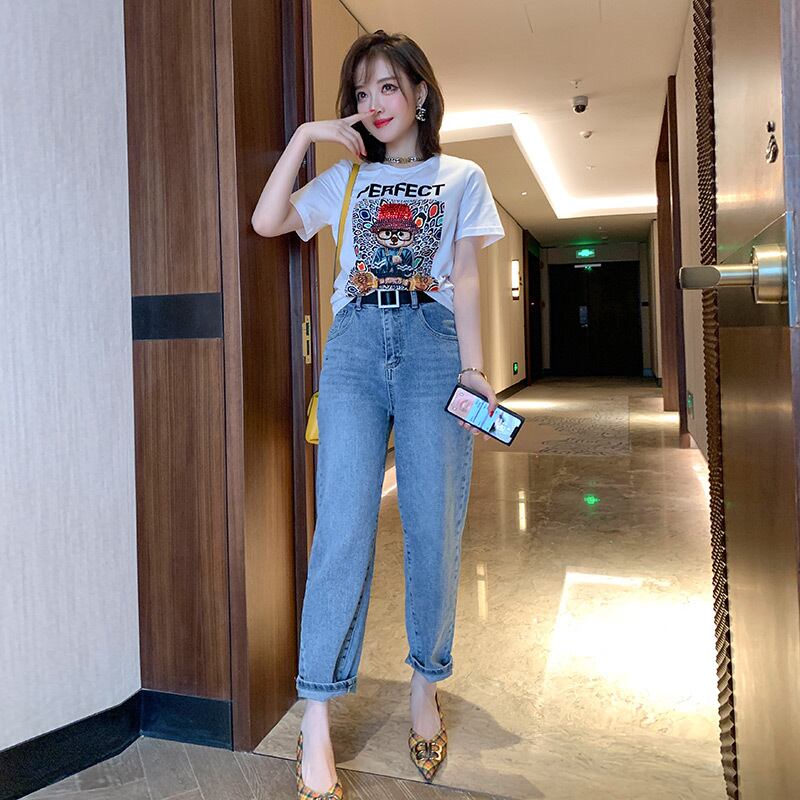 ハイウェスト薄手ベルト ジーンズ スプリングサマー 春物 夏物 ハーネス MIUCO18096517612