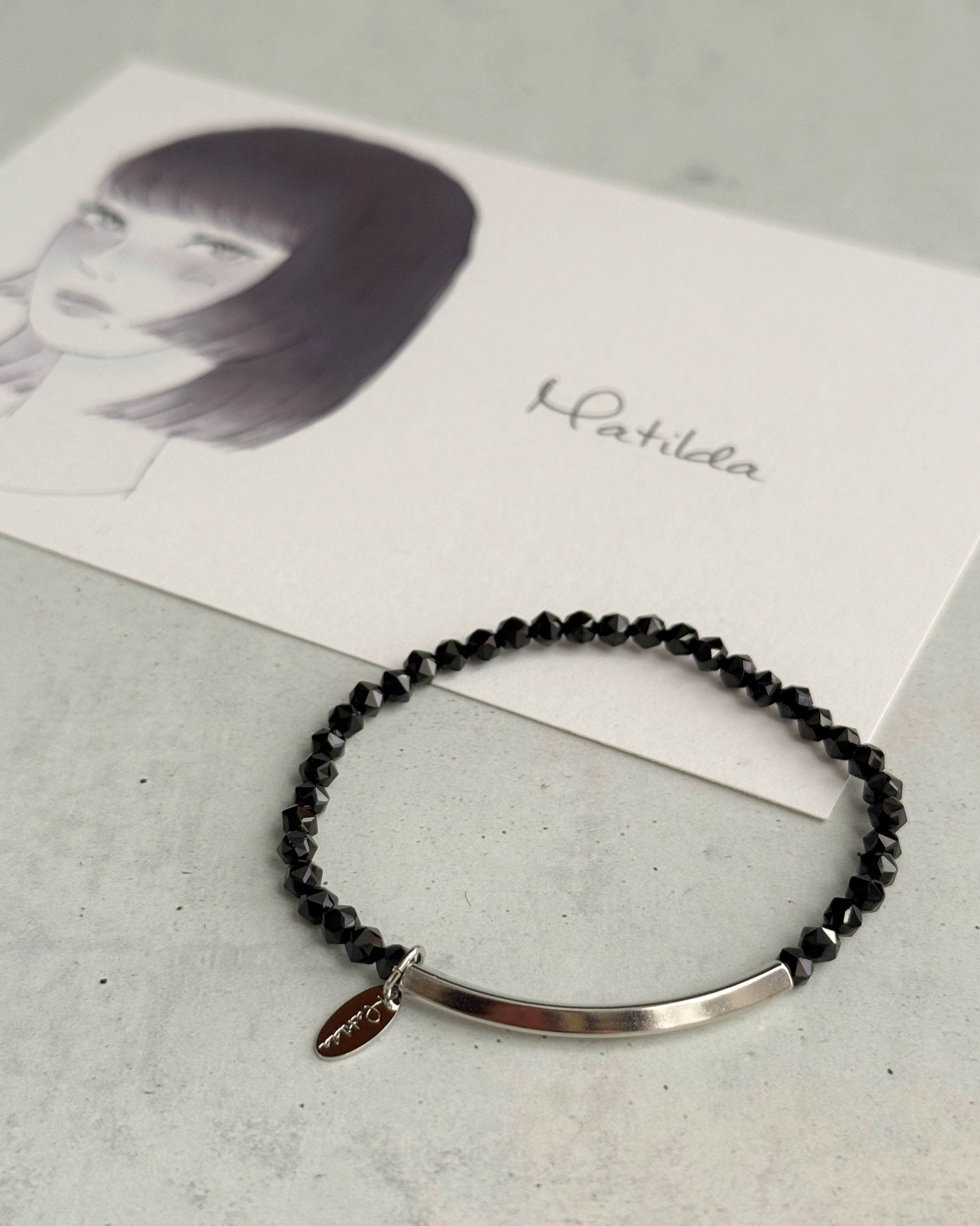 Tube & stone bracelet(ブラックスピネル)