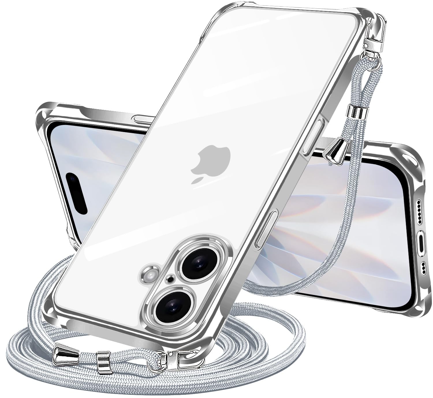 NISIILNG iPhone 17 用 ケース クリア ショルダー あいふぉん17 ケース 紐付き 縦/横 2WAY 耐衝撃