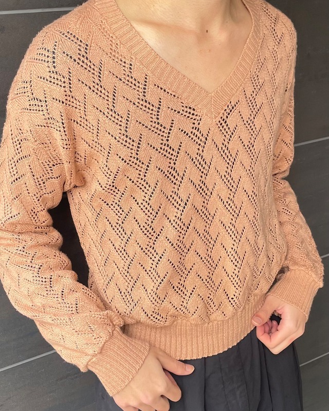 sheer v neck knit