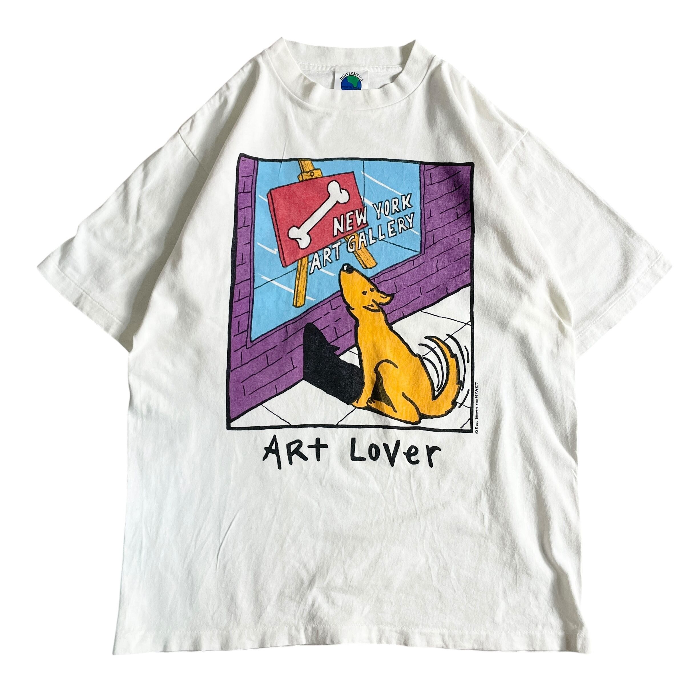 90s USA製 Art Lover アート 犬 vintage T-shirt
