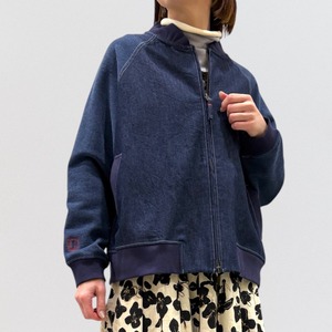 pas a pas denim x french terry x spandex rib knit × quilted blouson