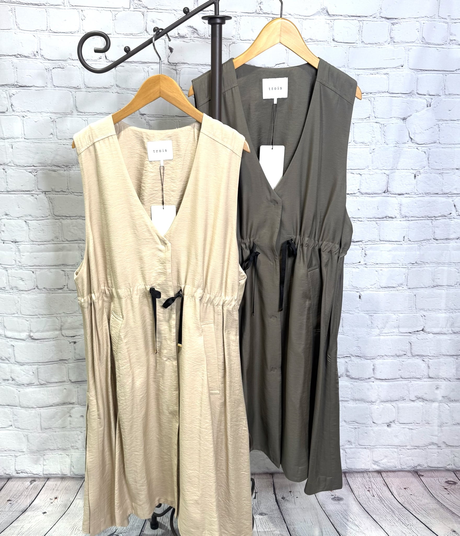 trois トロワ ワッシャーデシンロングジレ T261-83014 | Select Shop