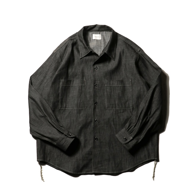 【LAST1】superNova.  Denim big shirt - Rigid denim / Black 【LAST1】superNova.  Denim big shirt - Rigid denim / Black