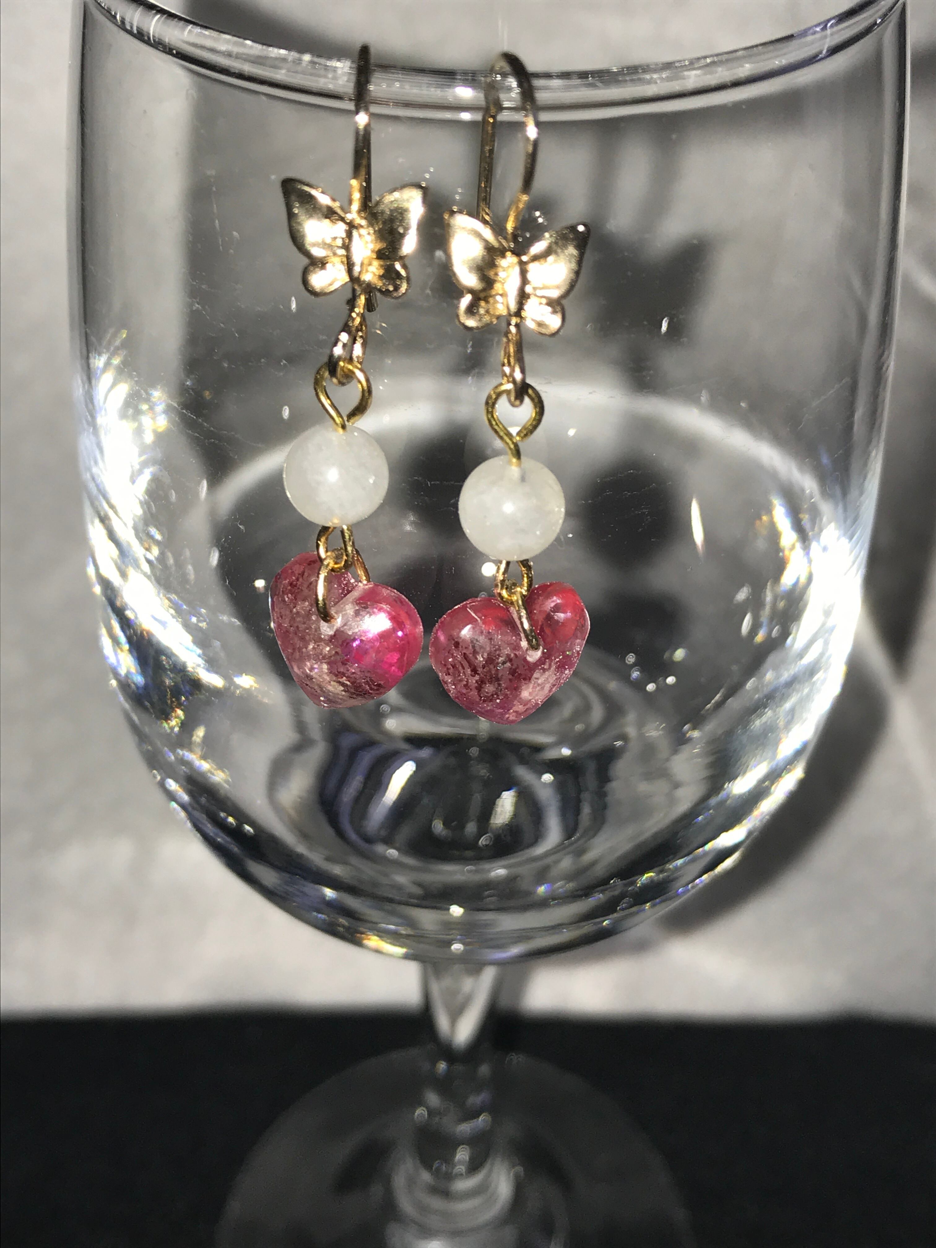 ピンクエピドートピアス