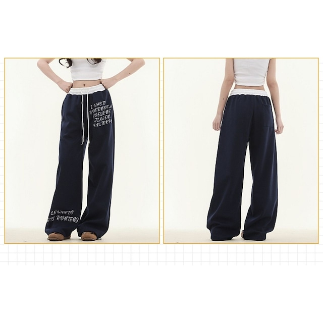 スクリプトレタリングワイドスウェットパンツ 2col R00723