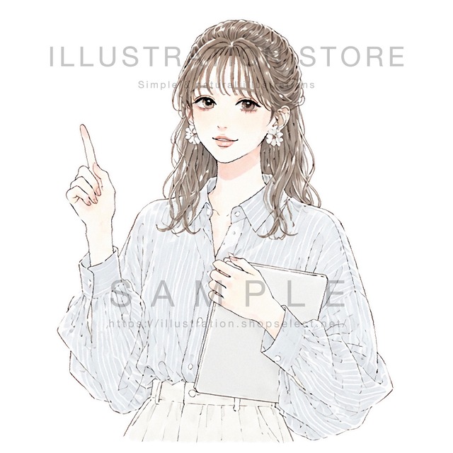 指を指して案内する女性のイラスト素材